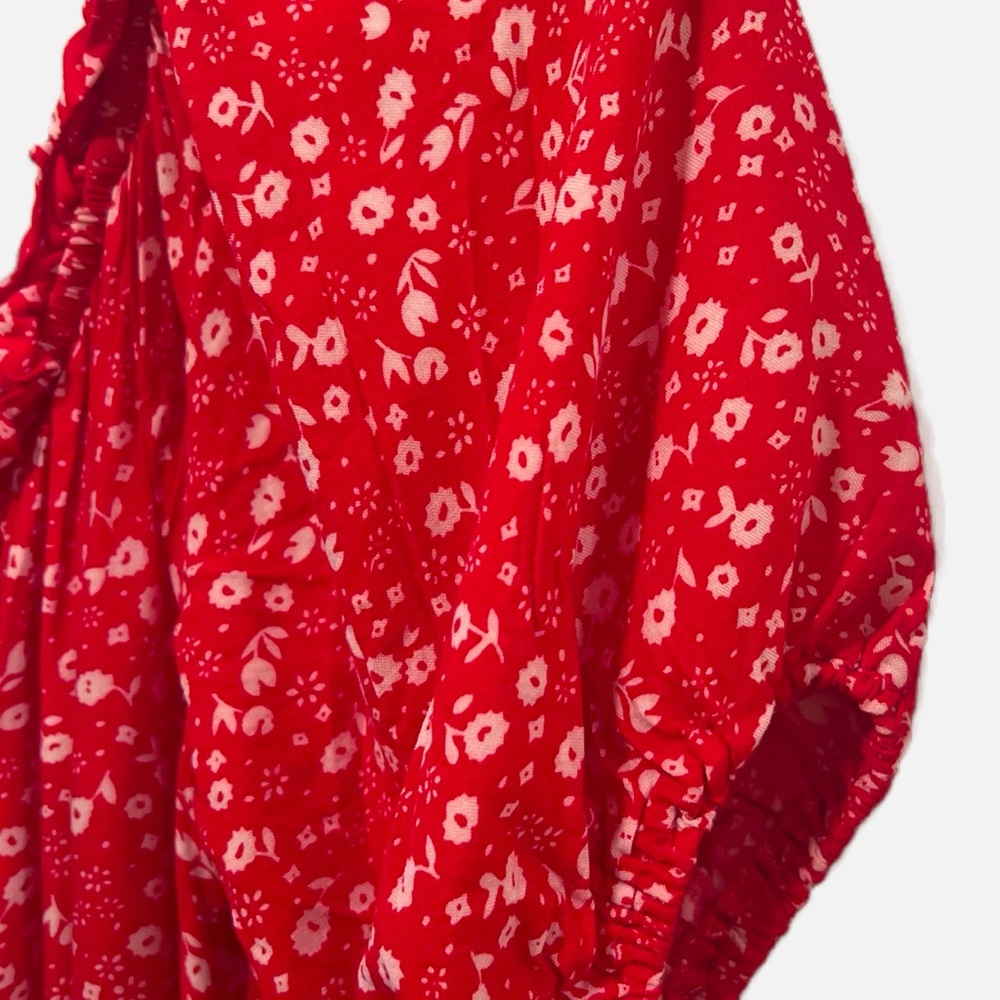 Chic Red Floral Off The Shoulder Midi Dress - Picture 5 of 8